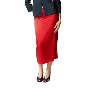 NEW ROUJE PARIS naella satin midi skirt in rouge